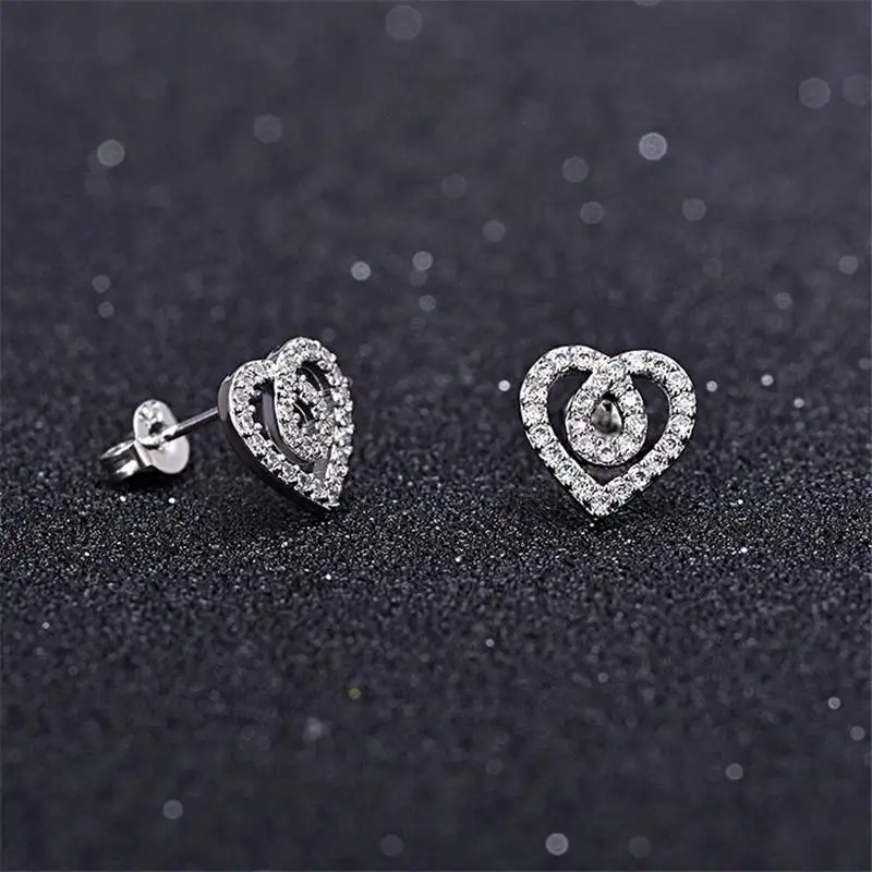 

Heart Earrings Girl Gift Charm Ear Stud Ear Stud New Jewellery Crystal Women