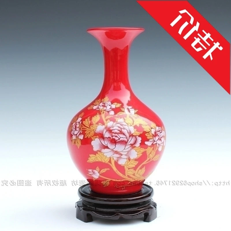 

ceramic Jingdezhen gold red vase Small reward bottle ceremonized