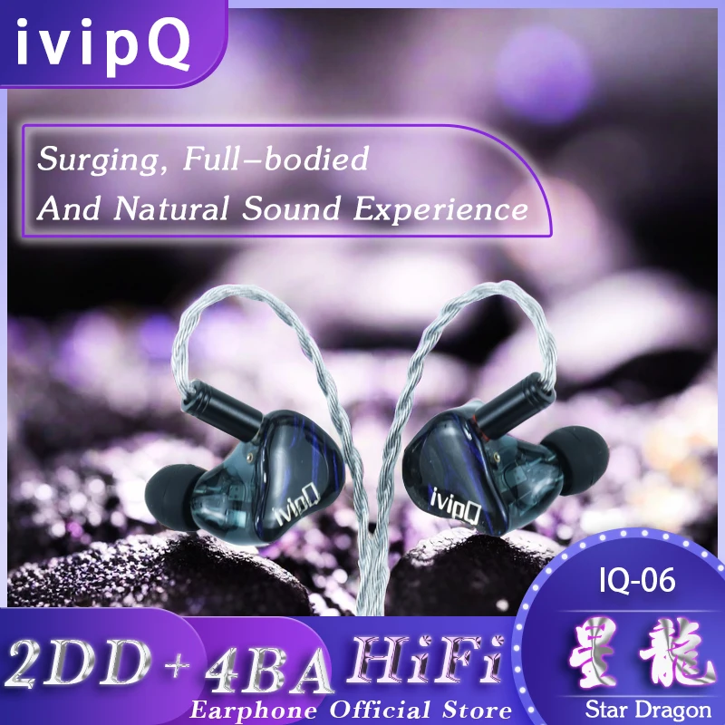 Фото IvipQ Звездный дракон флагманский IEMS 2DD + 4BA Гибридный Драйвер HIFI аудиофил наушники смешанные с 4,4 мм 2PIN наушники кабель обновления №4