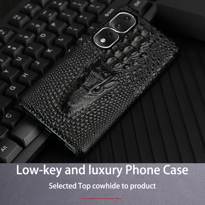 Luxury Phone Case For Honor 80 70 60 50 pro plus 80se magic 4Pro Crocodile headLeather Soft Silicone phone Back Cover funda enlarge