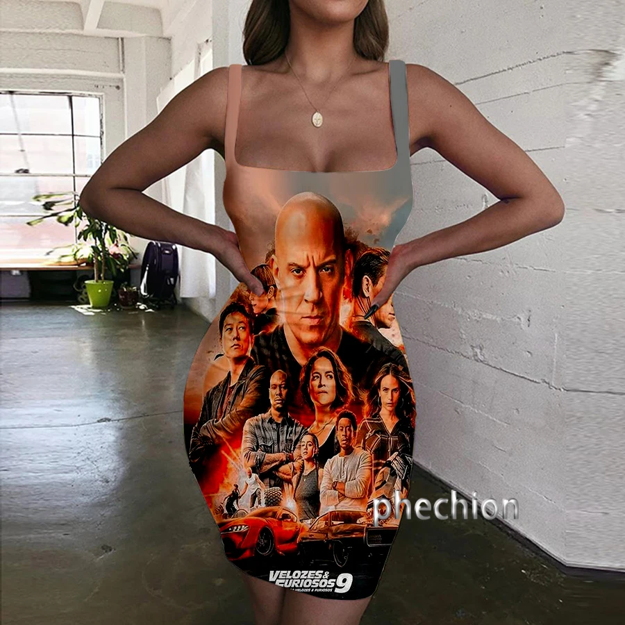 Phechion Vin Diesel 3D Print Dress Women Halter Sleeveless Fashion Ladies Dresses Novel Sexy Womens Clothing Y08