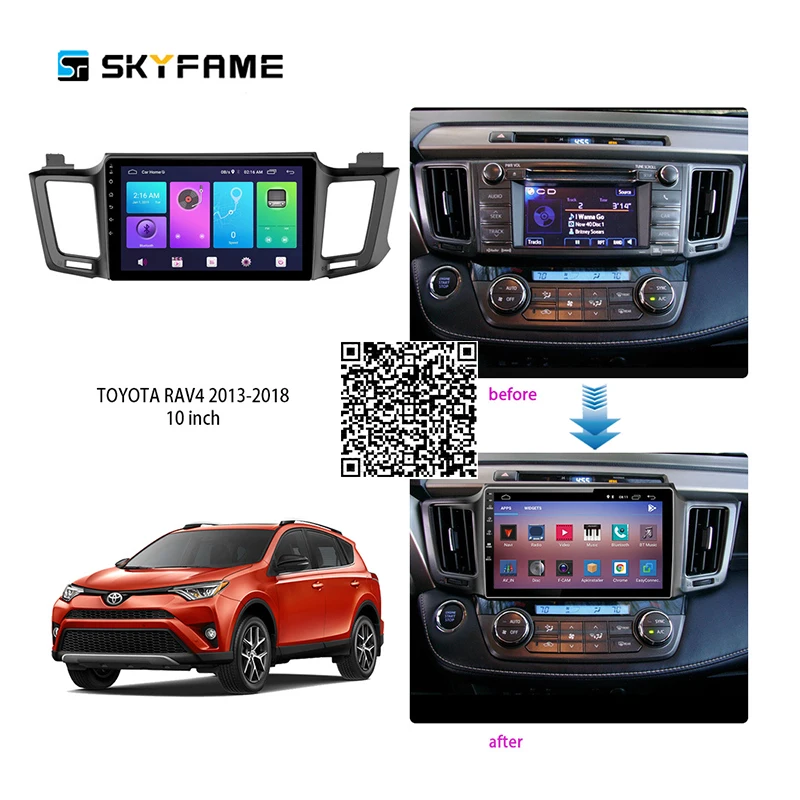 

Автомагнитола SKYFAME 4 + 64G для Toyota RAV4 2013-2018 Android, мультимедийная система