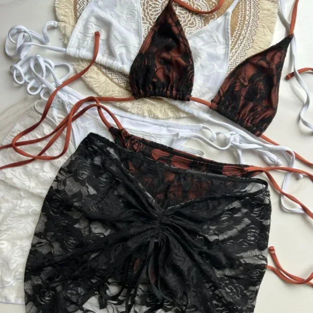 Вязаная юбка-бикини трехсекционный темно-европейский и американский