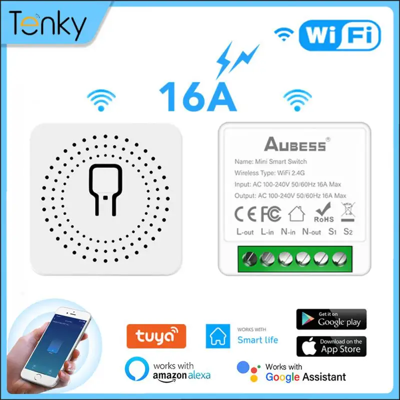 

Мини-выключатель Tuya с поддержкой Wi-Fi, 16 А