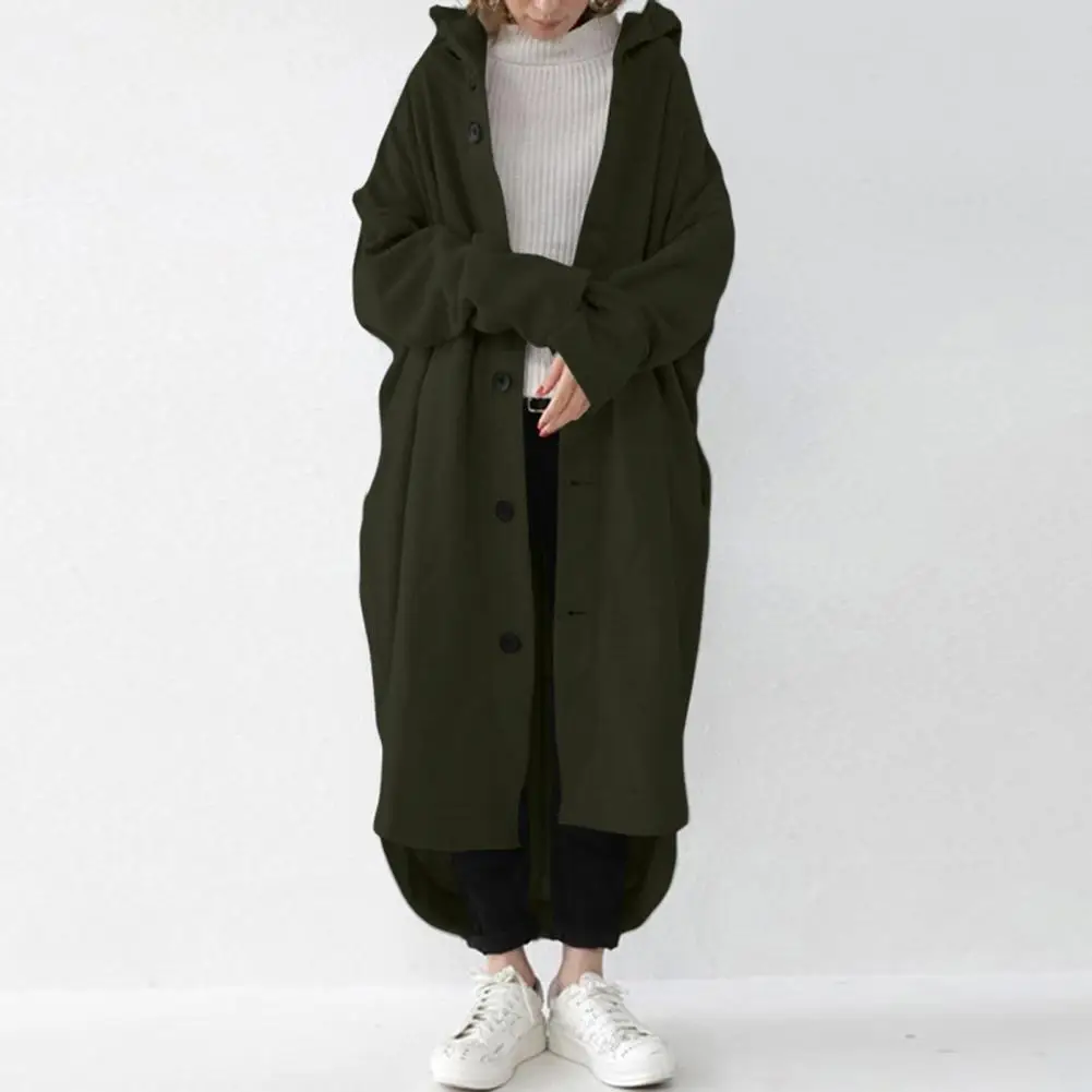 

Trendy Buttons Winter Overcoat Women Overcoat Single-breasted Warm