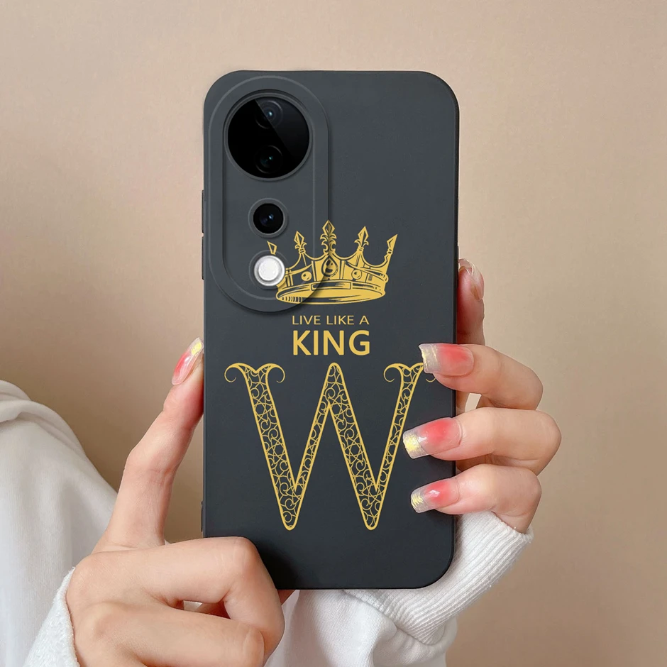 ДЛЯ Vivo V40 Pro SE Lite 5G Роскошная корона с буквами силиконовая мягкая защитная задняя