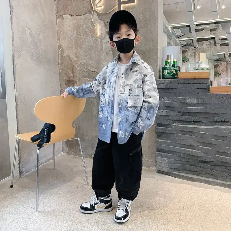 Детская Хлопковая кофта с принтом на возраст 5-14 лет