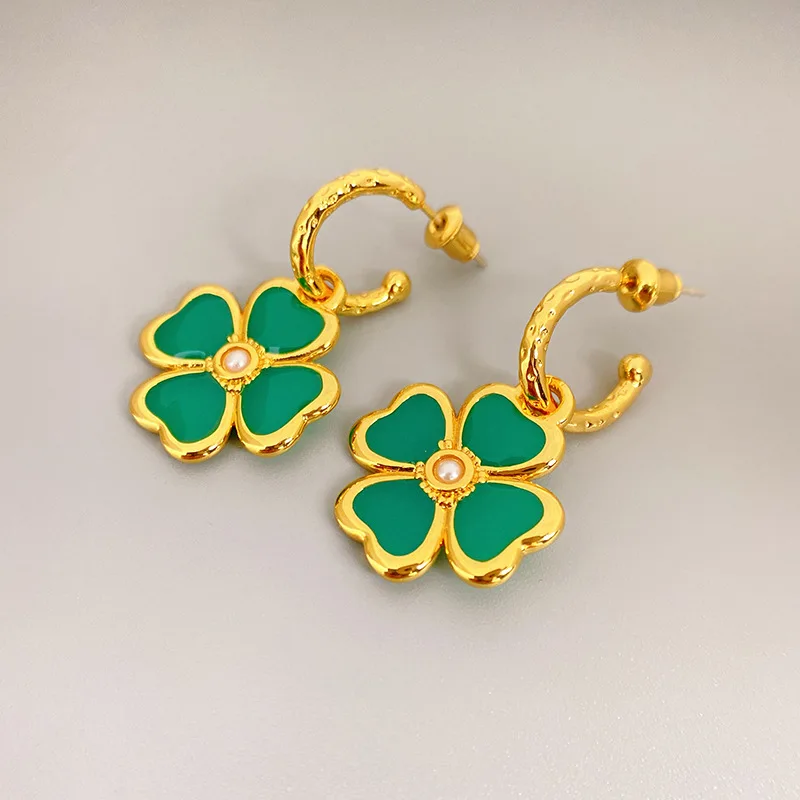 

Женские серьги из серебра 925 пробы в форме четырехлистной травы