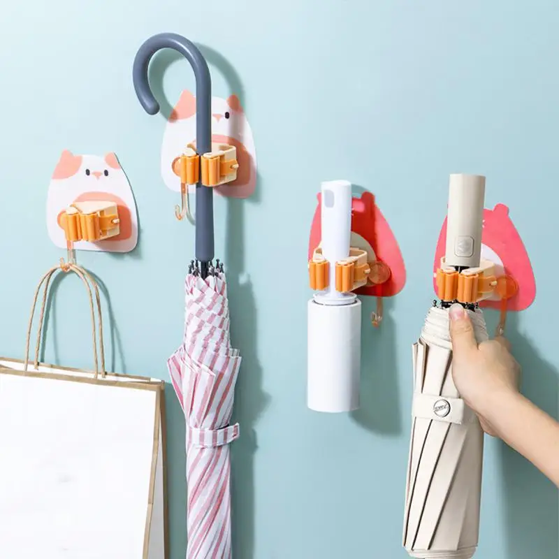 

Bubble Bear Broom Holder Durable Broom Racks Traceless Space Saving Mop Clip Hanging Kitchen Tool Cartoon Mops Rack Punch-free