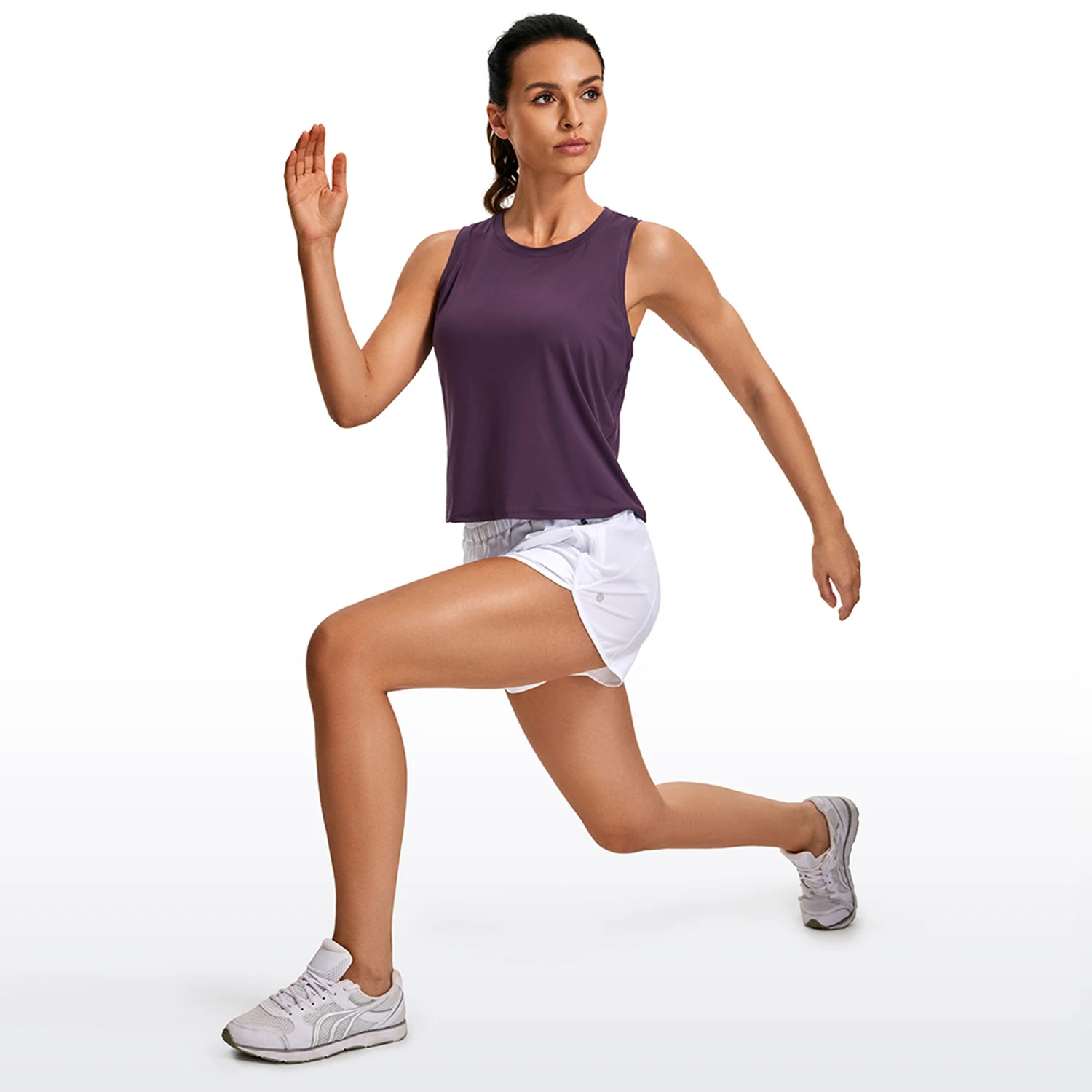 CRZ YOGA Women's Lightweight Racerback Tank Top High Neck Cropped Tank Tops Sleeveless Workout Running Shirts