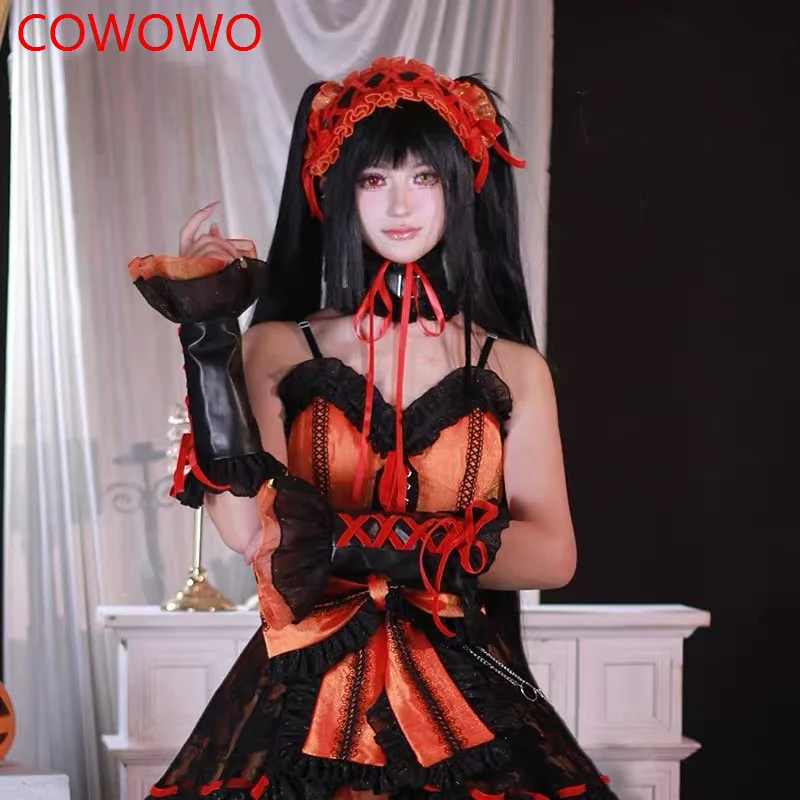 COWOWO Date A Live Tokisaki Kurumi платье косплей костюм Cos игры аниме вечерние униформа