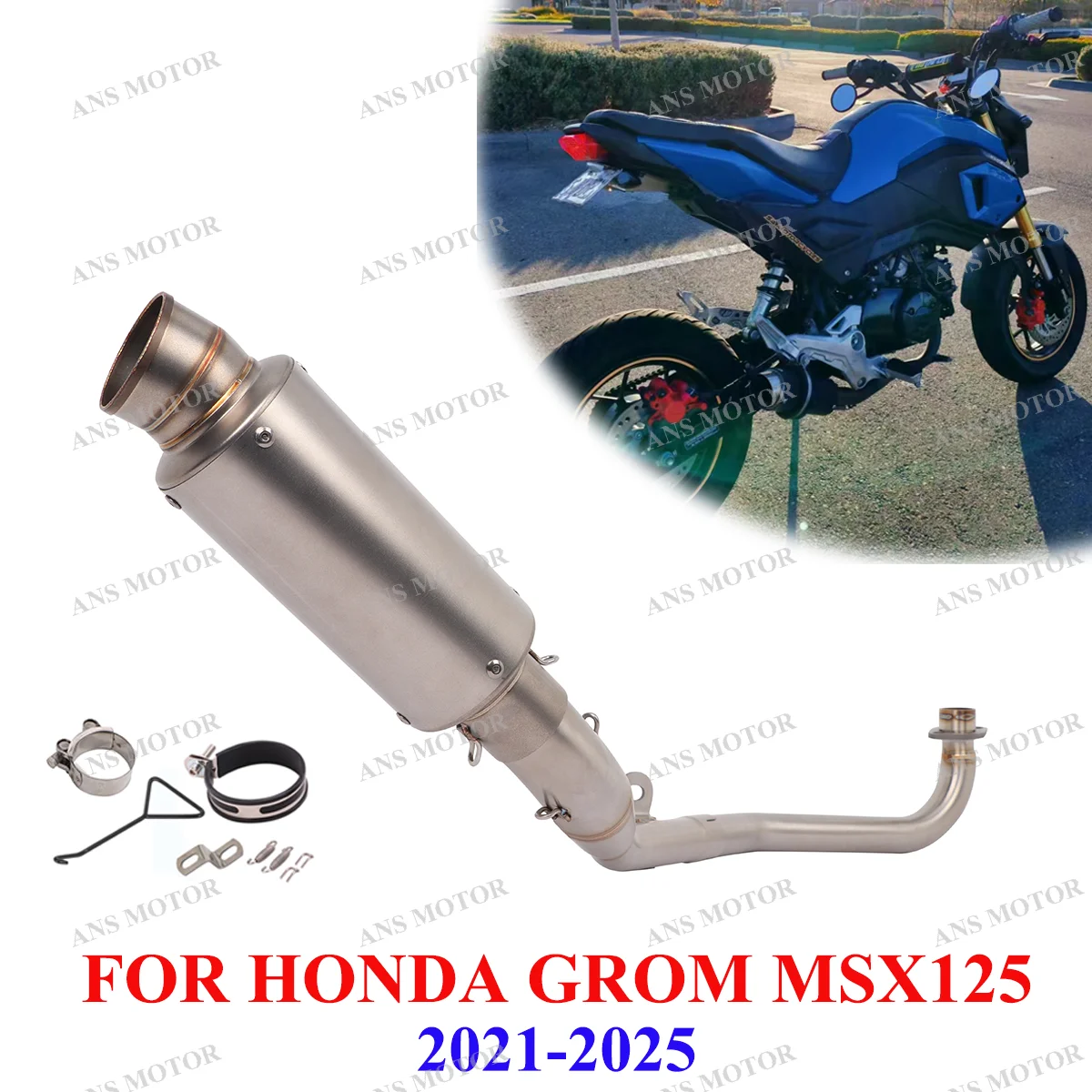 Надевается для Honda Grom Msx125 2021-2025 выхлопная система мотоцикла полная глушитель