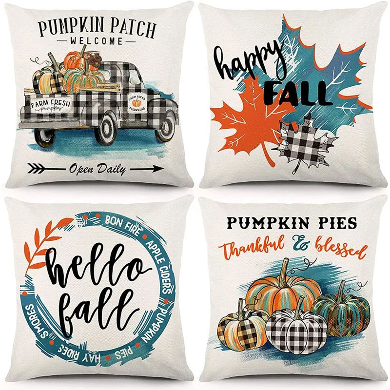 

Наволочки на осеннюю подушку 18x18 дюймов набор из 4 осенних украшений Наволочка на подушку Чехол для дивана и домашнего декора
