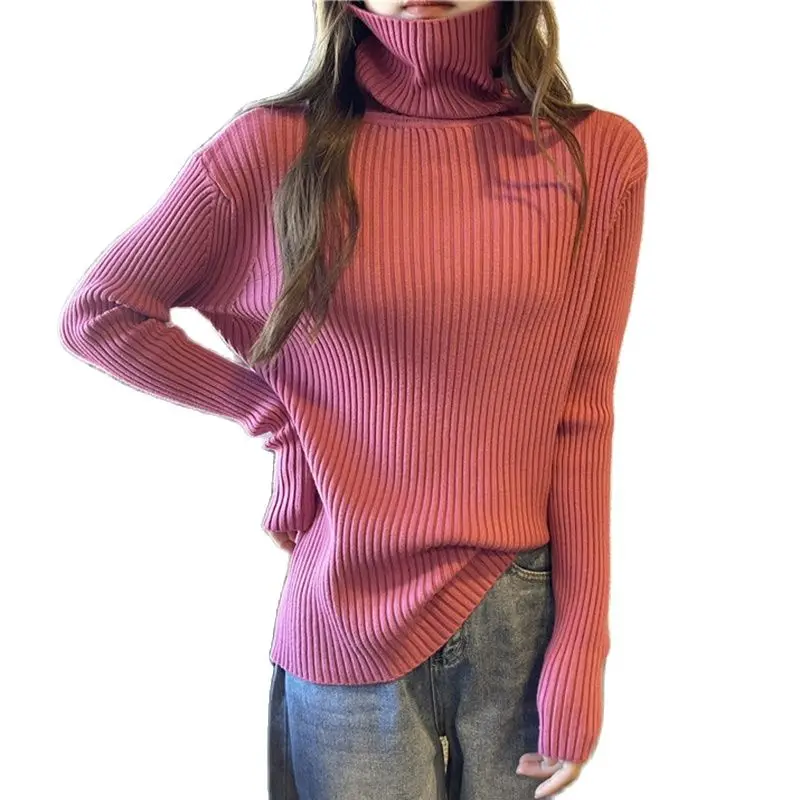 

Black Pink Turtleneck Korean Style Harajuku Spring Autumn Winter Knitted Vintage Pullover Fashion Women'S Sweaters 2022 Female