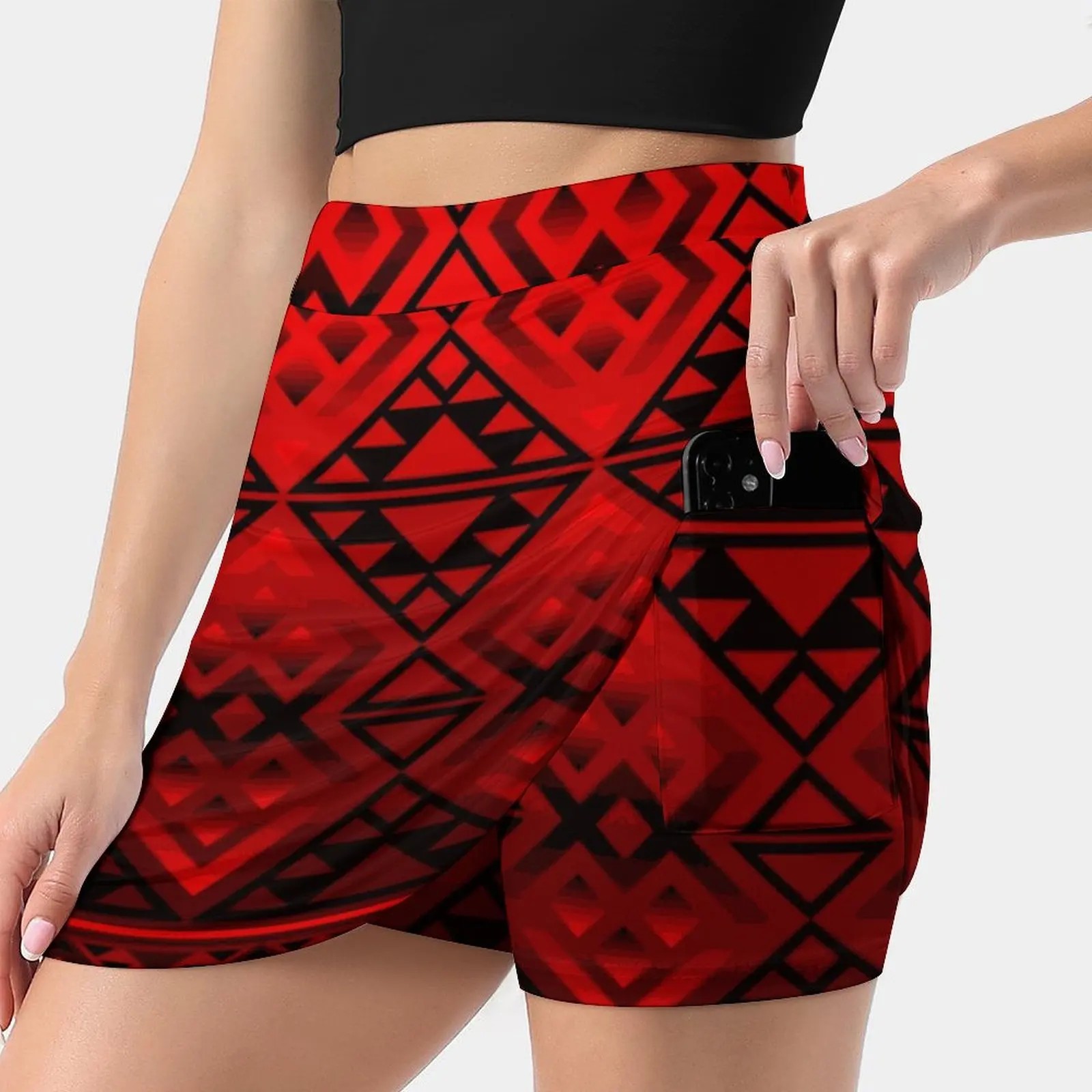 

The Lodge ( Red ) Women's skirt Mini Skirts A Line Skirt With Hide Pocket Designs Melvin War Eagle Red Designs Geometric