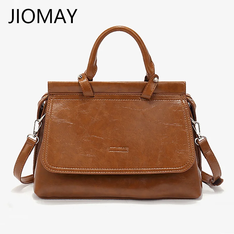 

Women Shoulder Bag 2023 Ladies Luxury Designer Handbag Retro Oil-Waxed Leather Briefcase Large Capacity Commuter Flap Bag