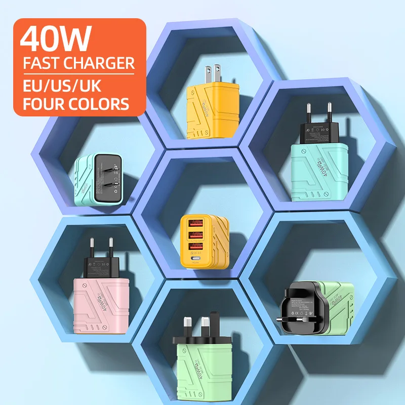 Зарядное устройство для сотового телефона 3USB+1PD Type-c с портом Multi-U Европы и США