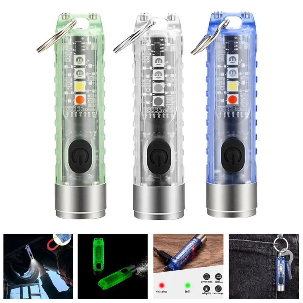 

Фонарик-Брелок с USB-зарядкой, светодиодный фонарик, многорежимный флуоресцентный фонафонарь, магнитный портативный фонафонарь для кемпинга и работы