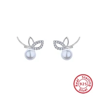 1 pair romantic butterfly 925 sterling silver earrings for women charm fine jewelry fashion luxury sweet pearl ear studs