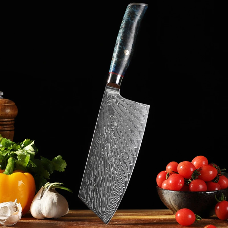 

Genuine Damascus Knife 67 Layers Damascus VG10 Steel 7.5 inch Chef Slicing Nakiri Cleaver Kitchen Knife Cutting Vegetables Meat