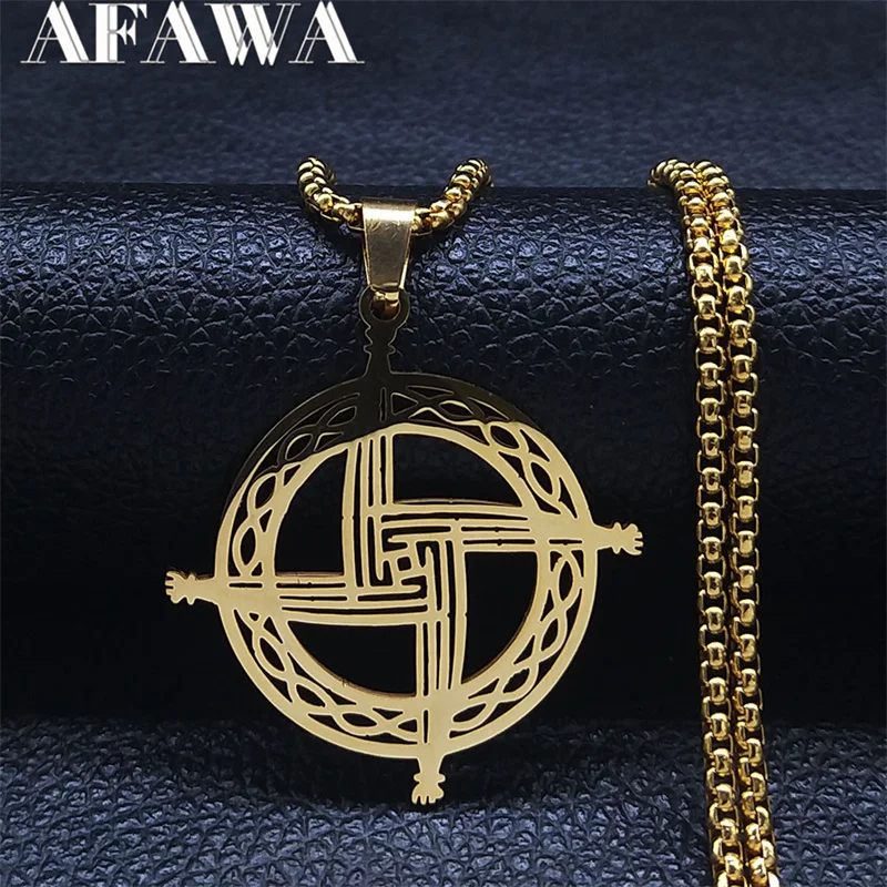 

Wicca Celtics Irish Cross Necklace Stainless Steel Gold Color Celtic Knot Talisman Necklaces Magic Jewelry cruz celta N7084S02