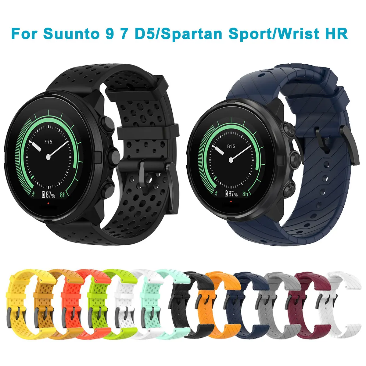 

Ремешок 24 мм для Suunto 9 D5/Spartan Sport/наручный спортивный силиконовый ремешок для смарт-часов браслет для наручных часов Аксессуары для браслета