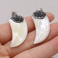 natural shell white stone moon inlaid diamond pendant craft jewelry makingdiy necklace earring accessorie gift party deco18x40mm