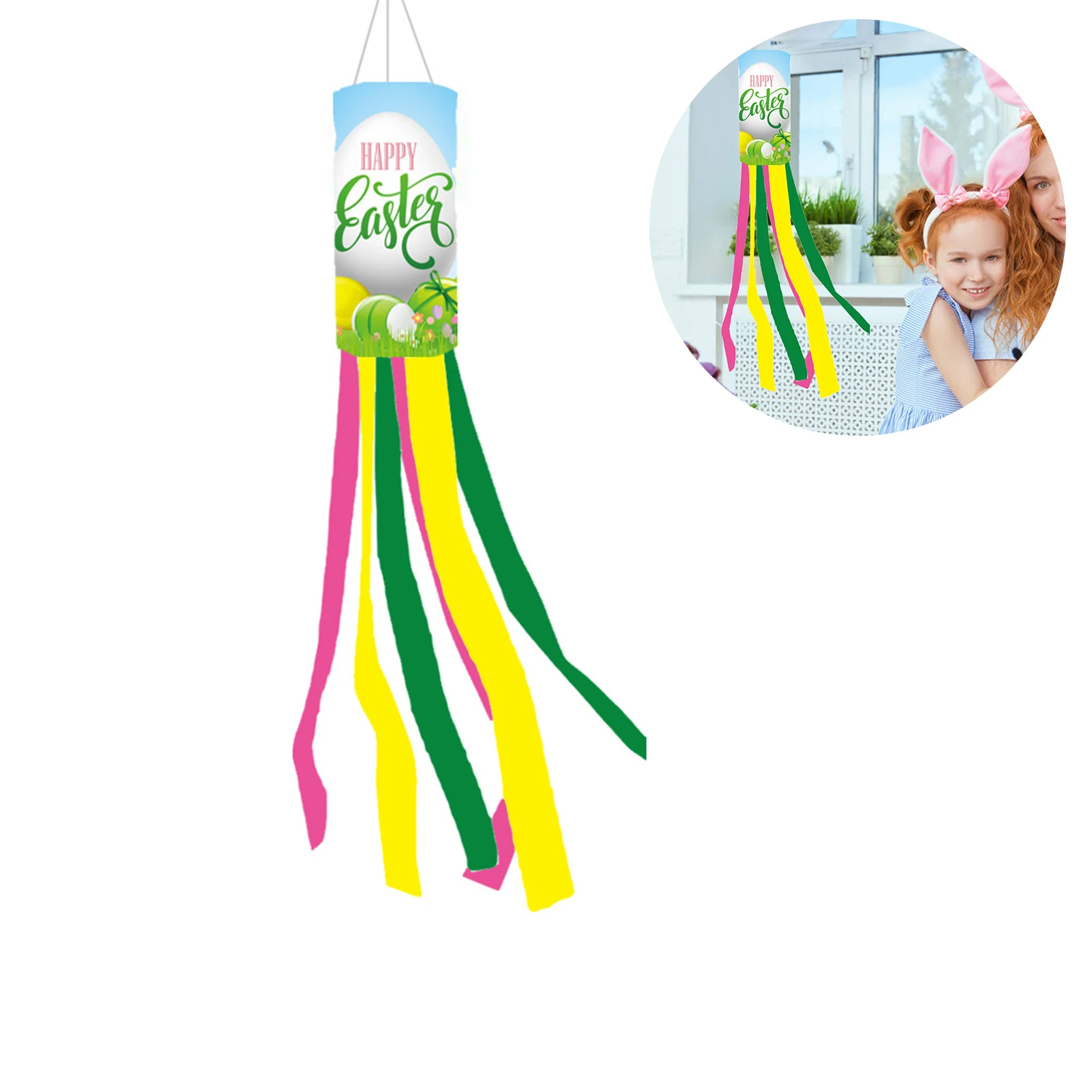 

Easter Day Windsock Bunny Tail Decorative Windsock Happy Easter Wind Bag For Party Hangings Home Outdoor Garden Yard Decoration