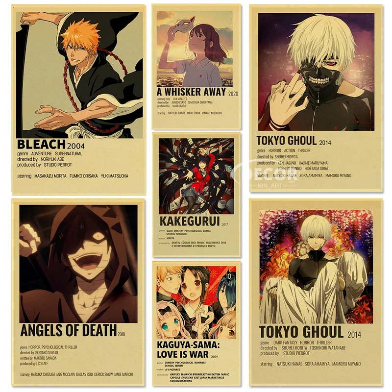 

Tokyo Ghoul Anime Kraft Paper Frame Poster Vintage Modern Wall Demon Slayer and Death Room Decor Aesthetic Bar Cafe Home Decor