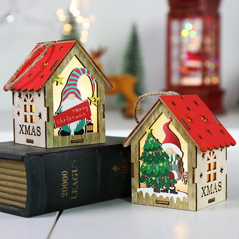 

Рождественский светодиодный светильник, деревянный домик, светящийся домик, Рождественский Декор для дома, «сделай сам», Рождественские ел...