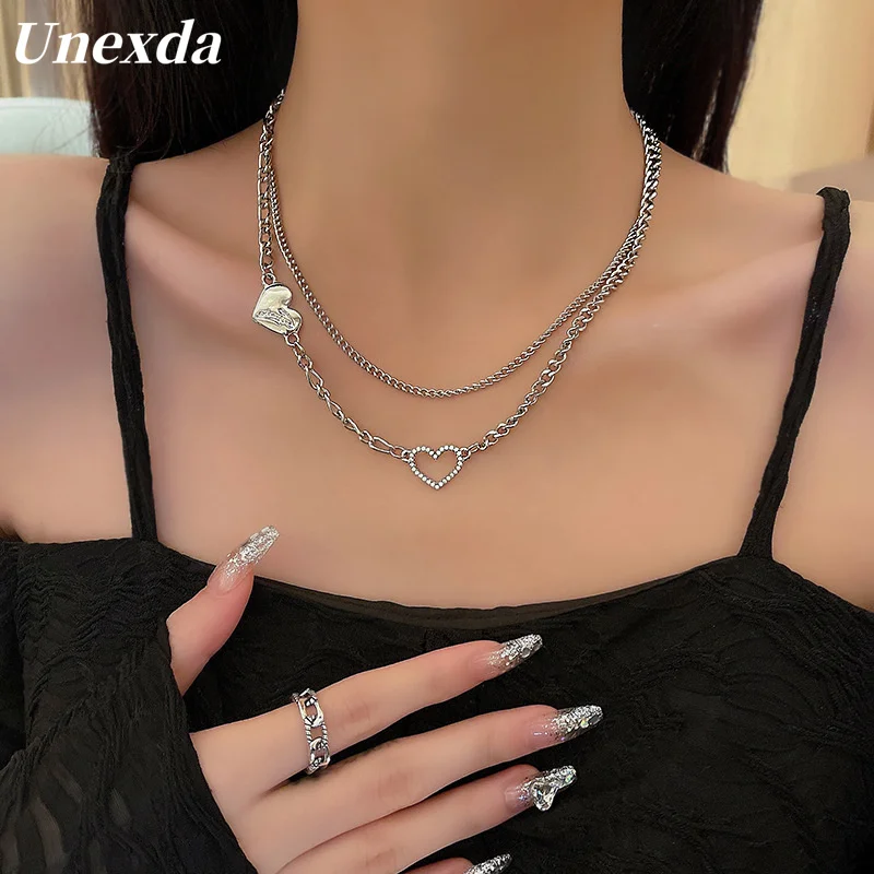 

Unexda Necklace Women High-end Design Sense Niche Double-layer Stacked Necklace Temperament Collarbone Chain Neck Accessories