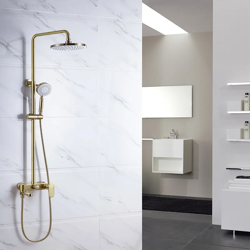 Душевой набор матовый золотой медный душ дождевик насадка для смешивания