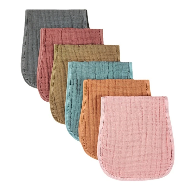 

Baby Burp Cloth Flat Pillow Breathable Sweat Wipe Towel Drooling Bibs Solid Color High Absorb Gauze-Teething Towel 6PCS