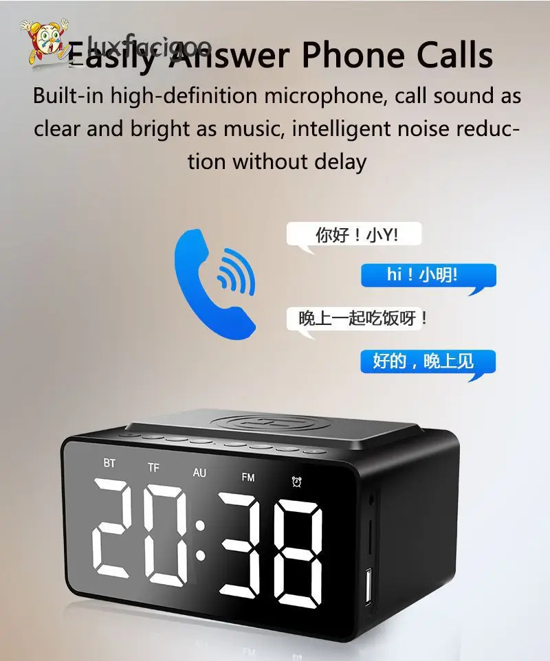 

High And Low Frequencies Led Alarm Sound System Long Battery Life Mirror Alarm Clock High Definition Reception Led Display