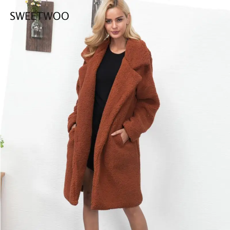 Faux Fur Coat Fleece Sweatshirts Cardigan 2019 Female Autumn Winter Coat Women Overcoat Plush Jacket Mujer Chaqueta Slim Tide
