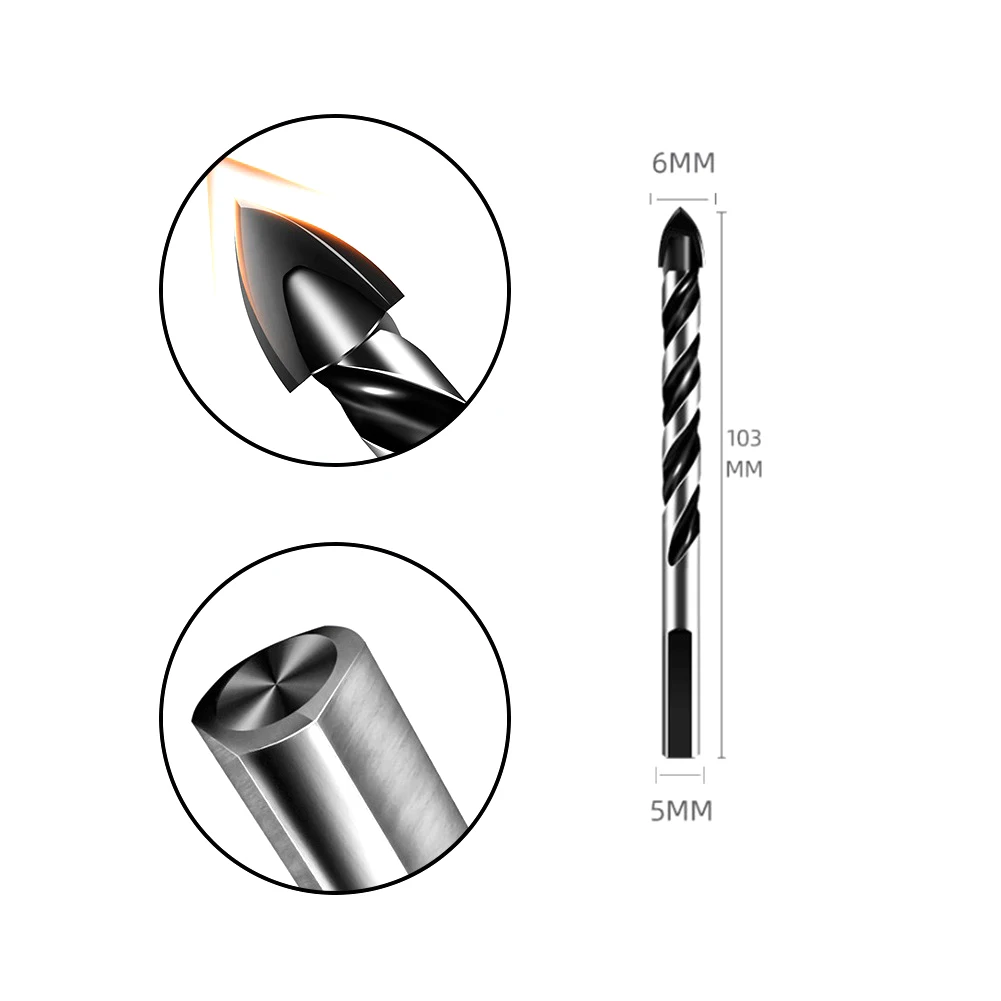 

5pcs Drill Bits 6mm For Glass Concrete Plastic Cement Wood Ceramic Soft Metal Brick Marble Mirrors Power Tools Drill Bits