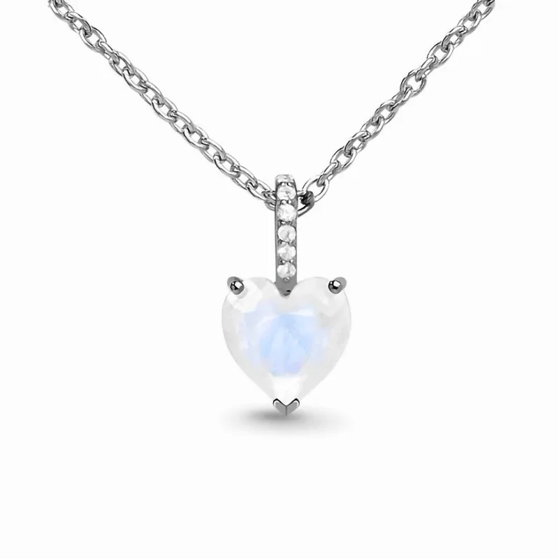 

hot selling S925 Sterling Silver hexagonal crystal Moonstone Pendant Necklace for women versatile luxury exquisite jewelry