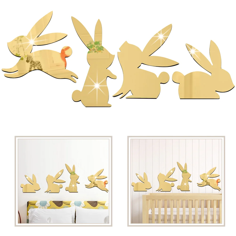 

4Pcs Window Festival Decorative Window Exquisite Acrylic Rabbit Decors Stickers Decors for Wall Decor Room Home