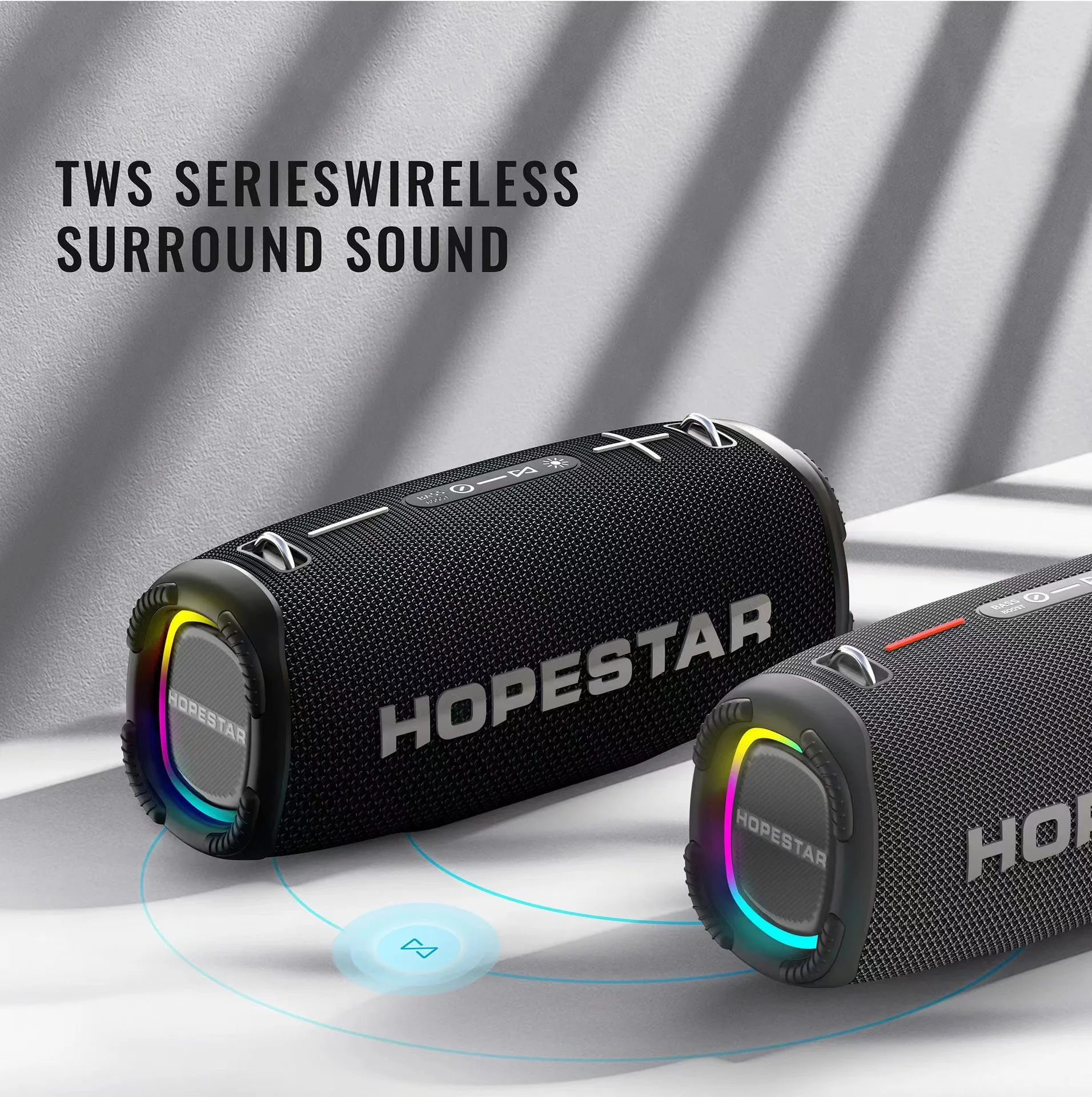 Фото Портативная перезаряжаемая колонка Hopestar Mini с сабвуфером, мощным звуком и дисплеем, для вечеринок на открытом воздухе и домашнего использования №5