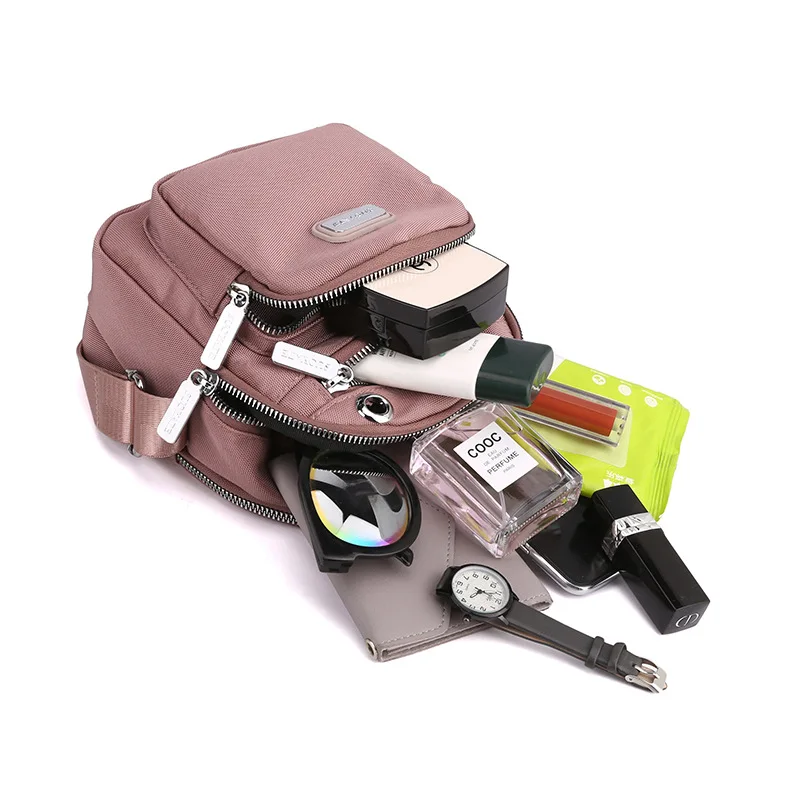 Casual Women Crossbody Bags Waterproof Nylon Handbags Pure Color Fashion Zipper Shoulder Bag Multifunction Female Handbag Purse