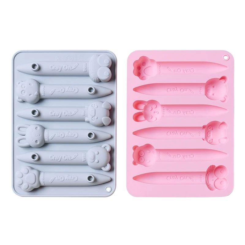 

6-in-1 Crayon Molds for DIY Palm Grip Crayons Soaps Candles Cute Animal Craft Molds Premium Silicone Oven Fridge Safe