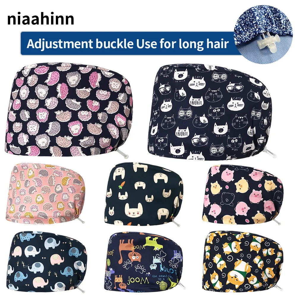 

High Quality Dental Hospital Scrub Hat Animal Print Pet Grooming Doctor Working Scrub Cap Medical Surgical Surgery Hat Wholesale