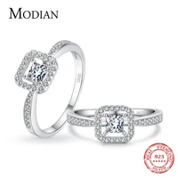 modian real 925 stelring silver geometric hollow cubic zirconia finger rings for women shine engagement anniversary fine jewelry