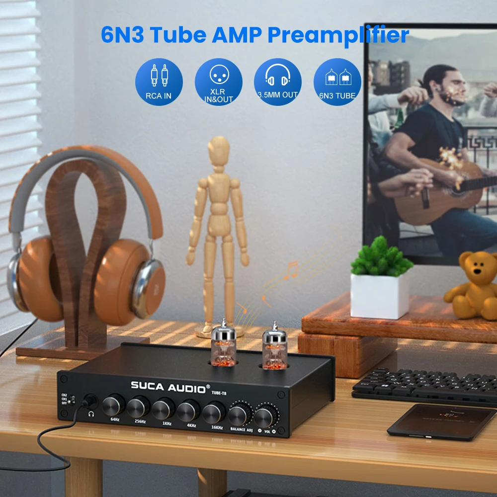 Ламповый предусилитель SUCA AUDIO TUBE-T8 6N3 EQ FM для наушников сбалансированный выход