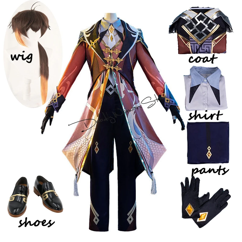 Костюм для косплея Чжун ли из аниме геншин ударт чжунглли костюм на Хэллоуин