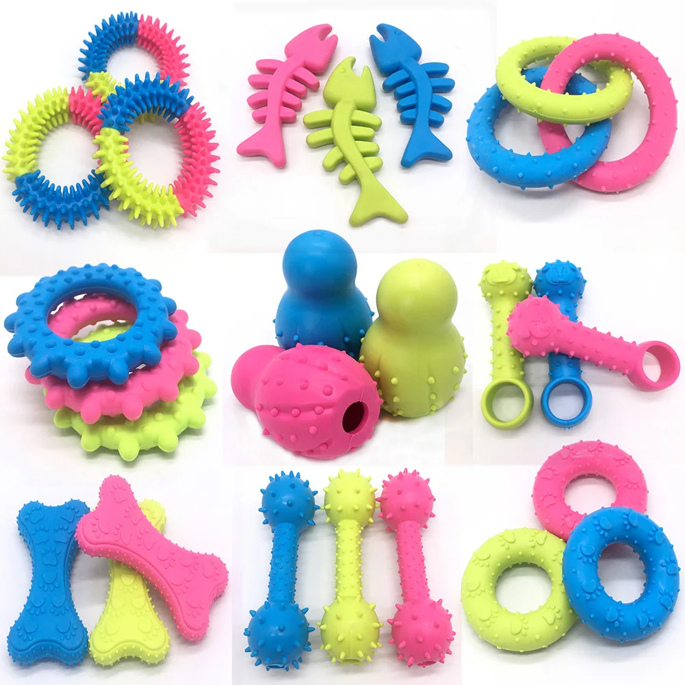 

1pc Pet Toy Bite Resistant Rubber Toys Puppy Cat Cleaning Teeth Molar Toy Dog Interactive Training Chew Playing Sounding Toys