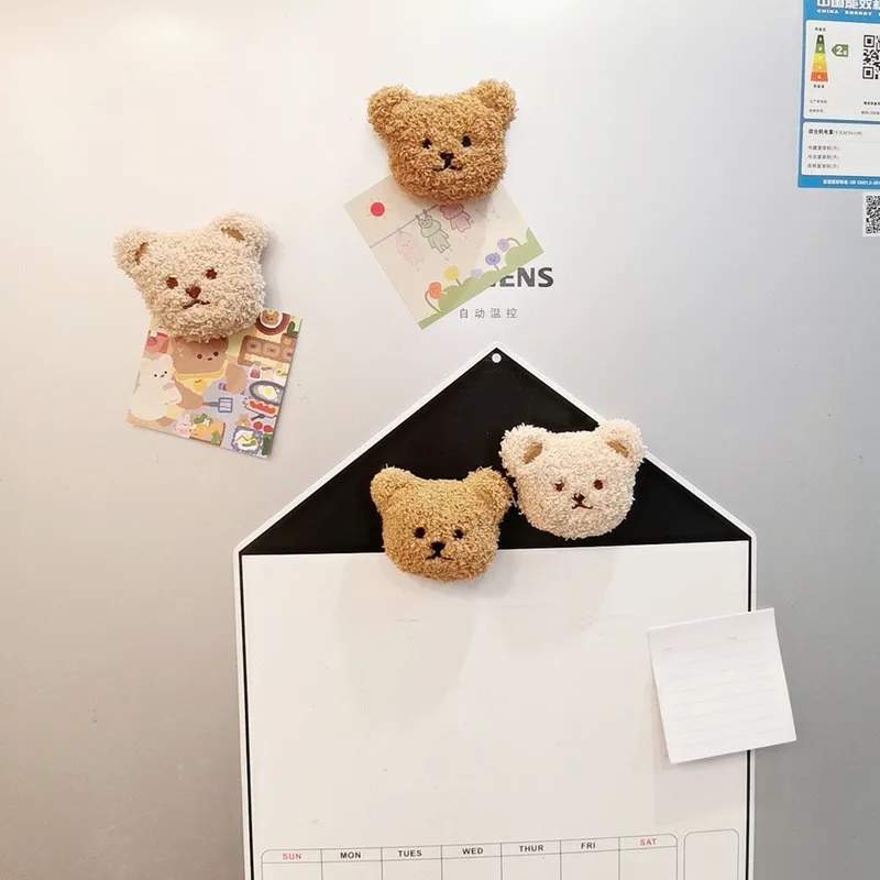 

5pcs Embroid Bear Head Magnetic Fridge Sticker Rubber Soft Magnet Magnetic Decorative Sticker Three-dimensional Fridge Sticker