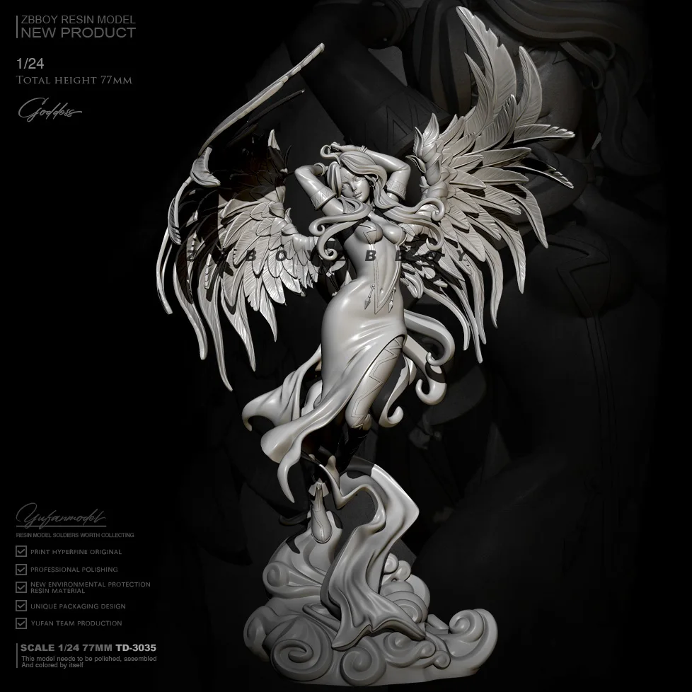 

76mm 1/24 Resin model kits figure beauty colorless and self-assembled TD-3035