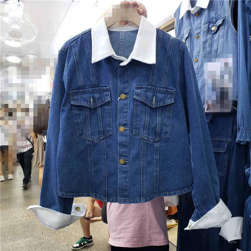

SeeBeautiful Loose Denim Jacket Coat Turn-down Pockets Single Breasted Long Sleeve Women Autumn 2022 New Fashion Tide Q550