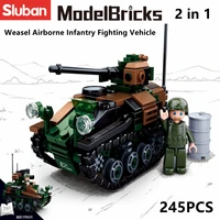 sluban building block toys morden military wisel armoured weapons carrier 245pcs bricks b0750 army tank fit with leading brands